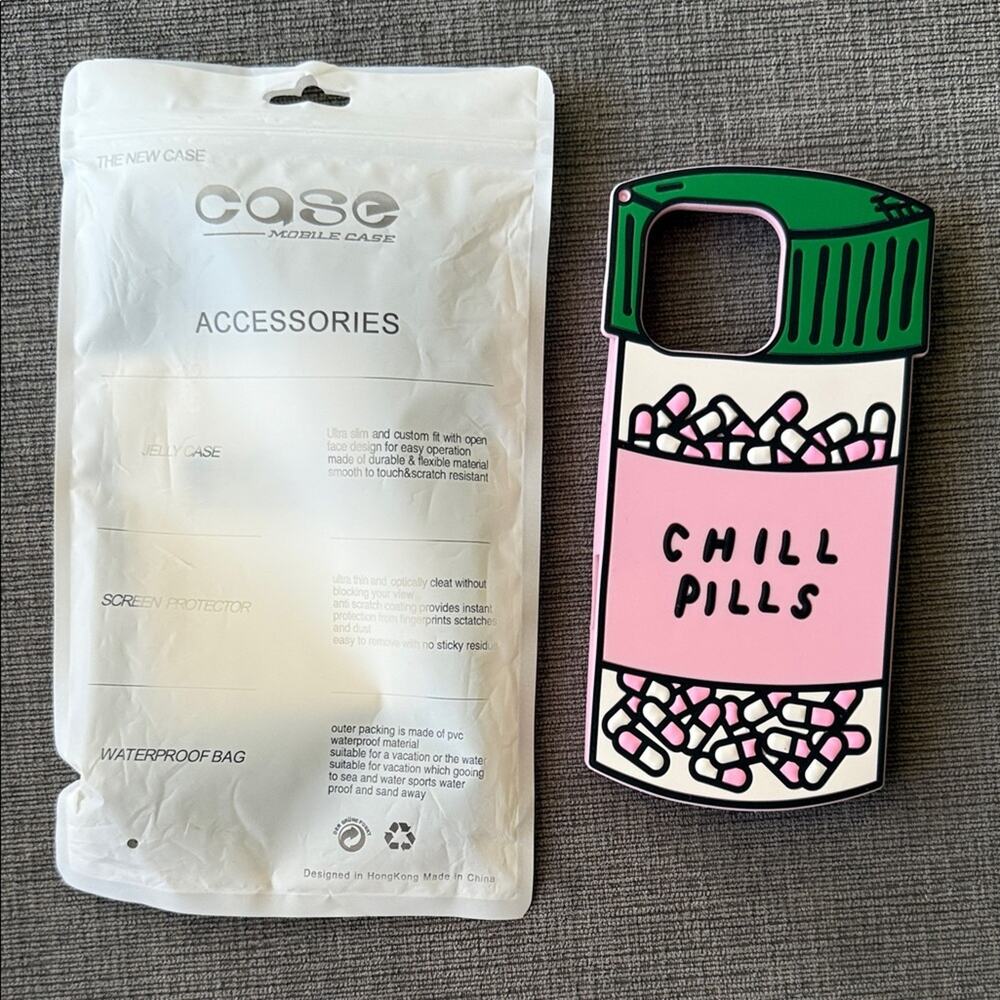 iPhone 16 Pro Max Chill Pills Case Cute Funny Pink Green Graphic New
